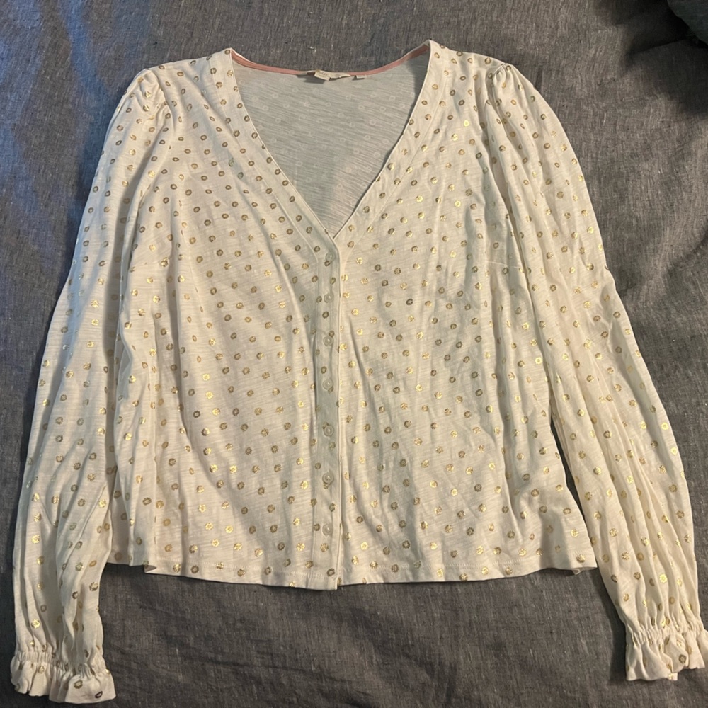 Boden Cream and Gold Blouse